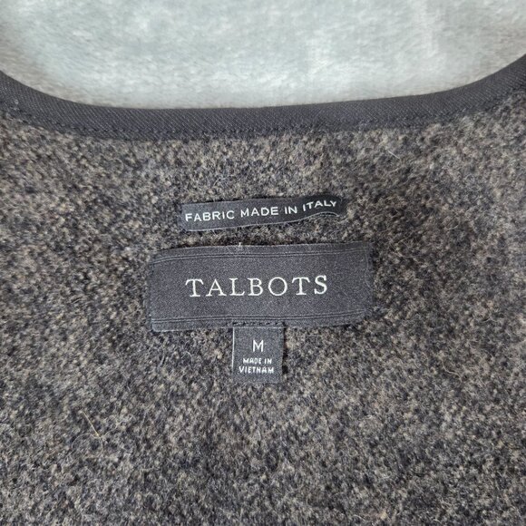 Talbots Cape Medium Gray Tan Wool Blend Zip Up Boho Southwestern Poncho - Picture 3 of 10